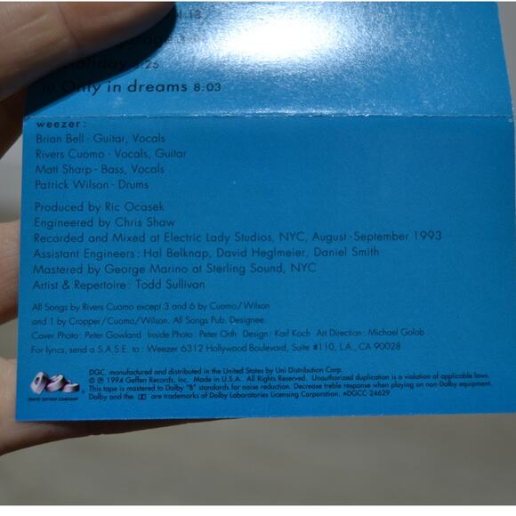 Weezer Blue Album Cassette Tape Rare 1994 DGC Geffen Records - Picture 8 of 10